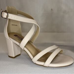 IDIFU Women's Strappy Block Heel Sandals Nude Open Toe Dress Shoes Size 8